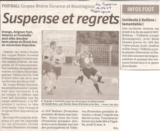 Article La Provence - 1/2 finale Roumagoux