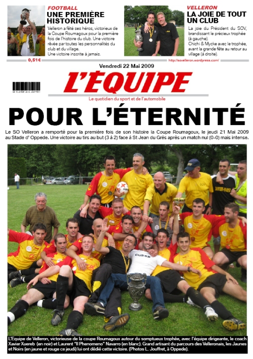 L'édition du 22 Mai 2009 de l'Equipe